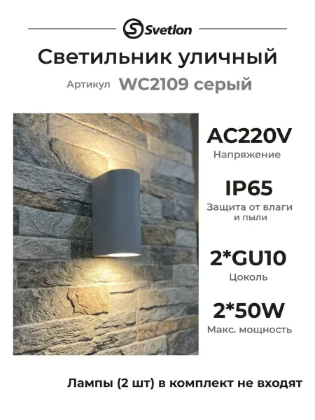 Svetlon Светильник настенный серый WC2109