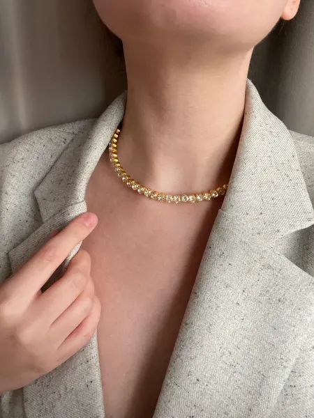 Чокер с круглыми камнями кристаллами, бижутерия