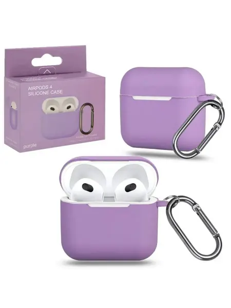 Стильный чехол для AirPods 4 с карабином №7 Purple