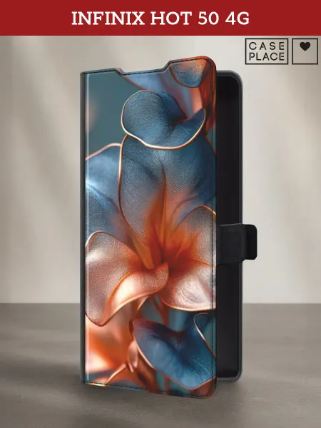 Infinix Чехол-книжка на Hot 50 4G с цветочками