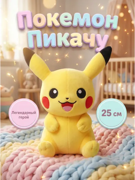 047 Мягкая игрушка Покемон Пикачу 25 см