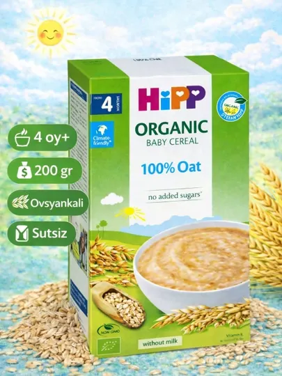 HIPP Oat - детская безмолочная овсяная органическая каша 200 грамм, с 4 месяцев