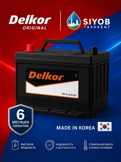 Автомобильный аккумулятор Delkor, Корея, 2026