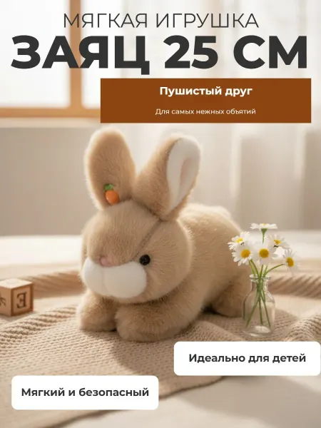 Нет бренда Мягкая игрушка - Заяц 25 см