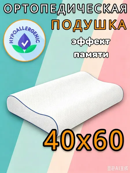 Арт Постель Подушка ортопедическая для сна 40х60 мемори с памятью молния