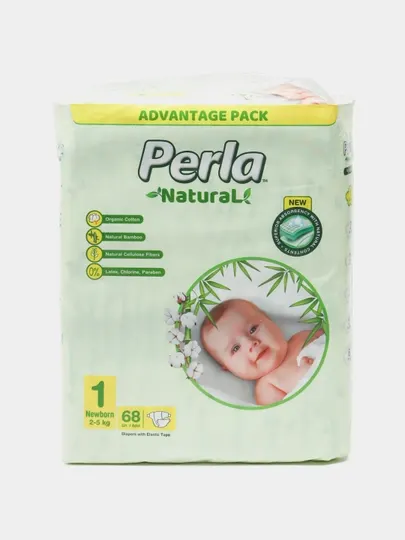 Подгузники PERLA NATURAL 1 NEWBORN 2-5 кг, 68 шт