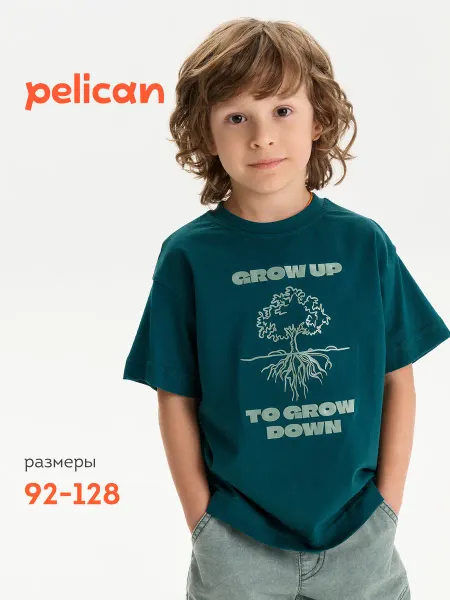 Pelican Футболка для мальчика свободного силуэта с принтом