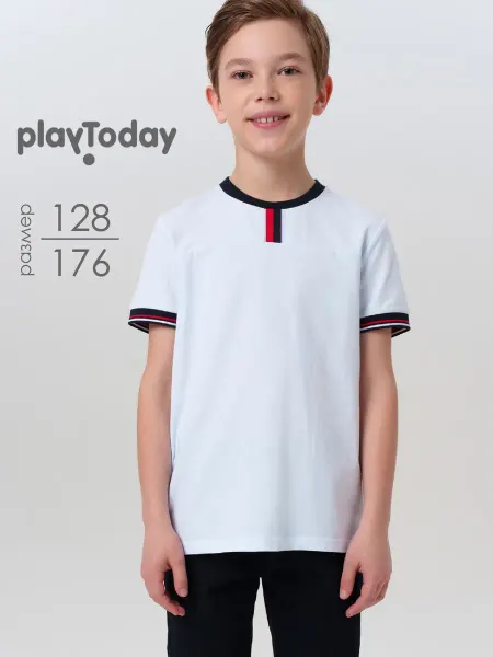 PlayToday Футболка школьная базовая хлопковая с контрастной отделкой