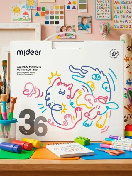 Акриловые маркеры Mideer, 36 цветов – ультрамягкие наконечники