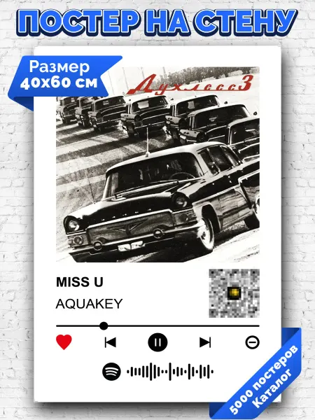 Arthata-spotify постер Спотифай постер Спотифай постер AQUAKEY - MISS U 40х60