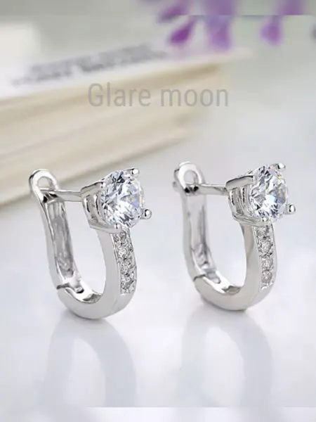 Glare moon Серьги бижутерия серебристые с камнем