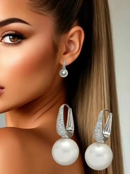 Серьги с жемчугом искусственным бижутерия повседневная