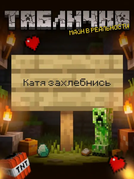 BuyMyShaggyBark Табличка minecraft на дверь мем Катя захлебнись