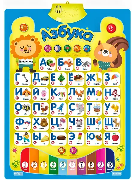 PLAYTEAM Говорящая азбука на стену алфавит плакат говорящий русский