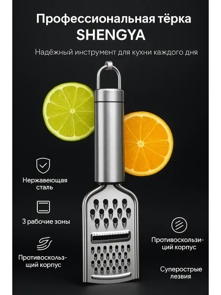 ADms Тёрка кухонная универсальная из нержавеющей стали 3в1