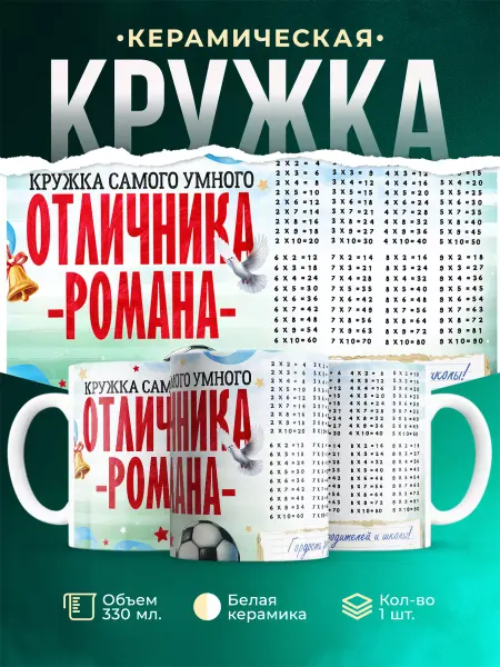 MADE_WITH_LOVE Кружка с именем Отличник Роман