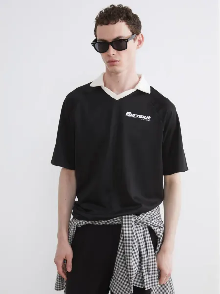 LC Waikiki Мужская футболка oversize с принтом и воротником поло