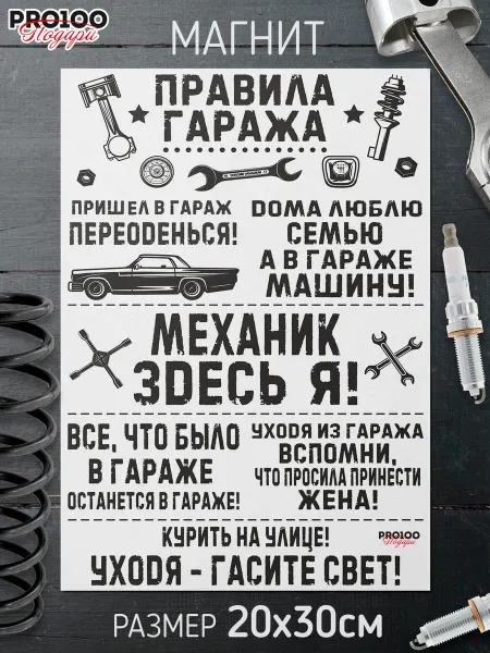 PRO100 Подари Подарок мужчине магнитный постер Правила гаража