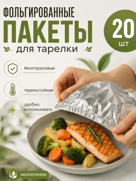 Фольгированные пакеты для тарелок на резинках