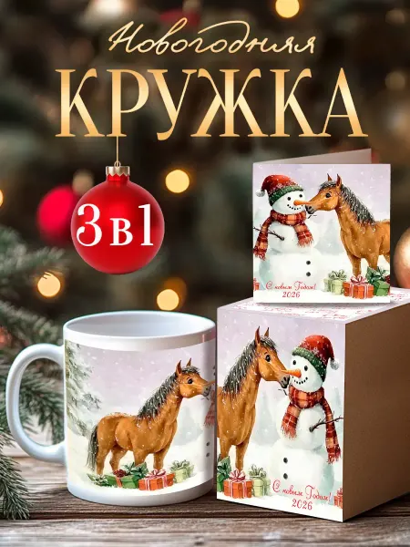 RedPony Кружка новогодняя с принтом советских игрушек