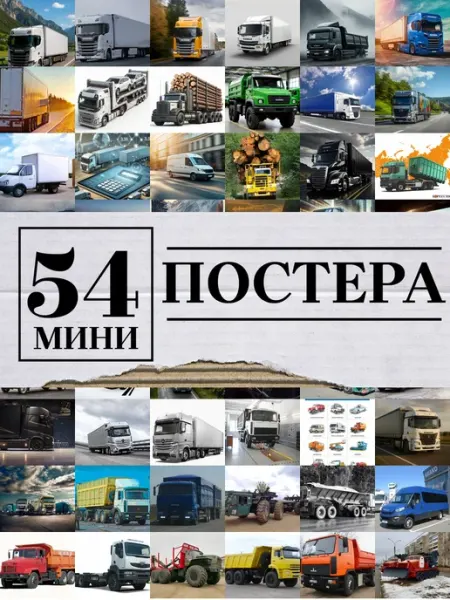 1-й Стикер Минипостеры 54 шт грузовая машина шоссе логистика