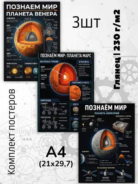 Принт-студия "Бумажный кораблик" Постер на стену А4 Космические объекты
