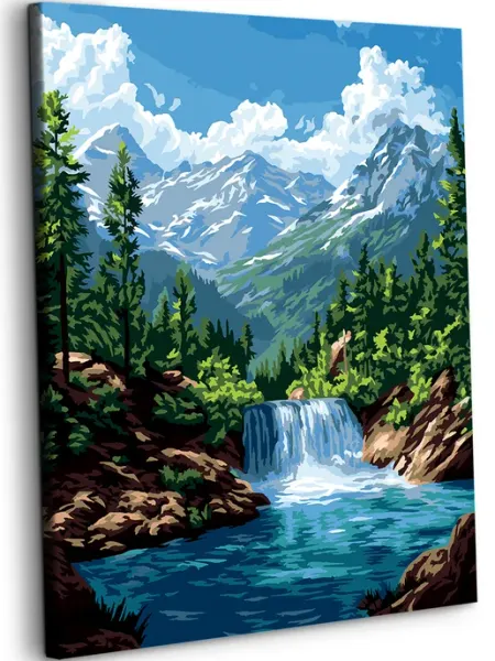 Art on Canvas Живописный водопад Картина по номерам на холсте 40х50 см