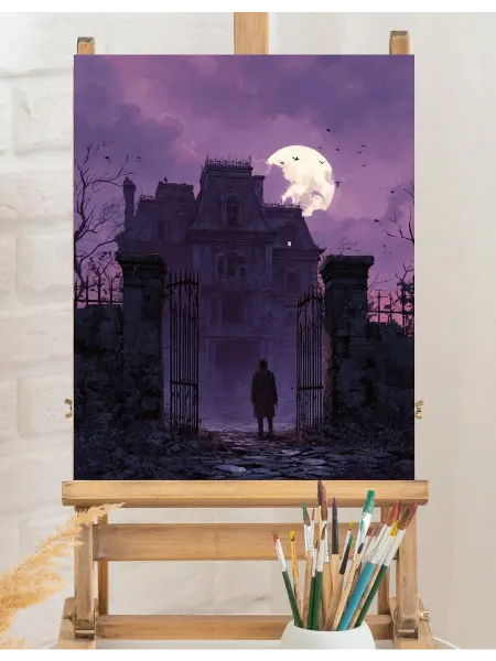 Art on Canvas Зловещий особняк Картина по номерам на холсте 40х50 см