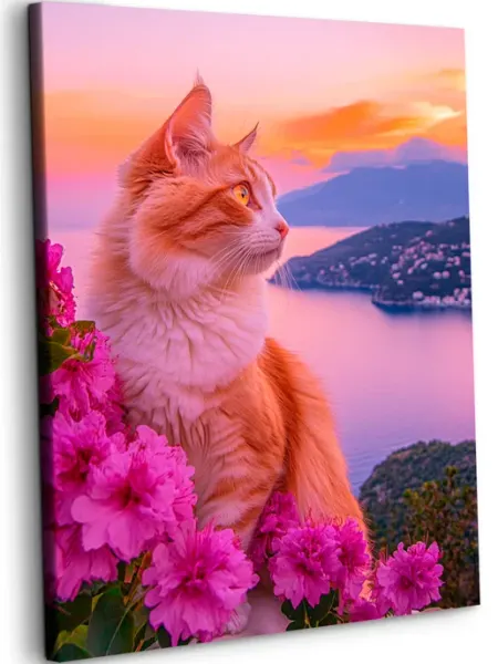 Art on Canvas Кот на стуле Картина по номерам на холсте 40х50 см