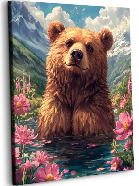 Art on Canvas Медвежье купание Картина по номерам на холсте 40х50 см