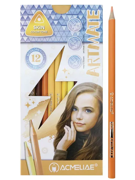 ACMELIAE Цветные карандаши телесные мягкие 12 цветов Artmate