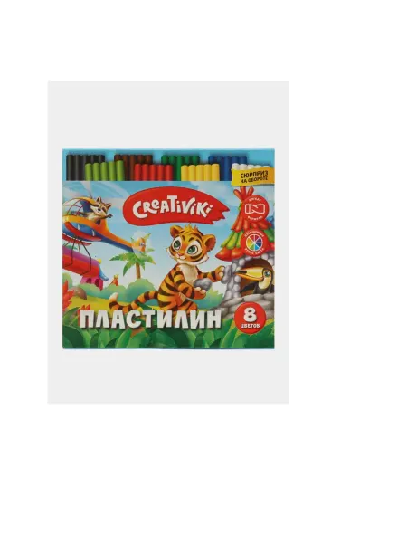 КанцИзобилие Пластилин Creativiki 8 цветов, 120 г, со стеком