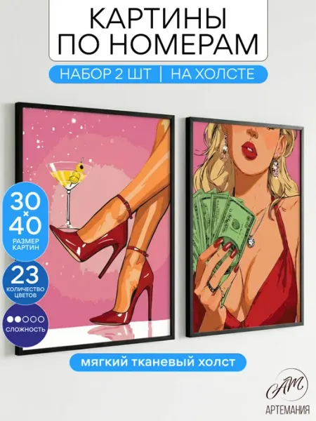 АртеМания Набор картин по номерам Сторимания Девушка в красном 30х40