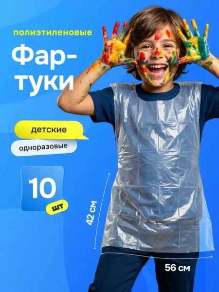 Bestseller Фартук детский для рисования одноразовый, 10 шт