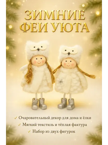 Q Ёлочная игрушка куклы в шапке сова 2 шт мягкие подвески