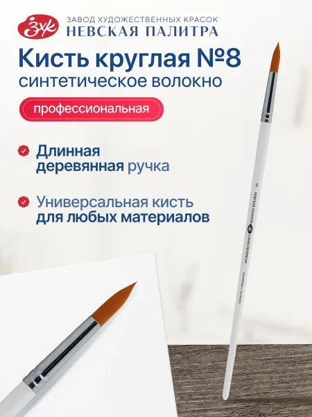 Невская палитра Кисть художественная для рисования №1 Белка круглая