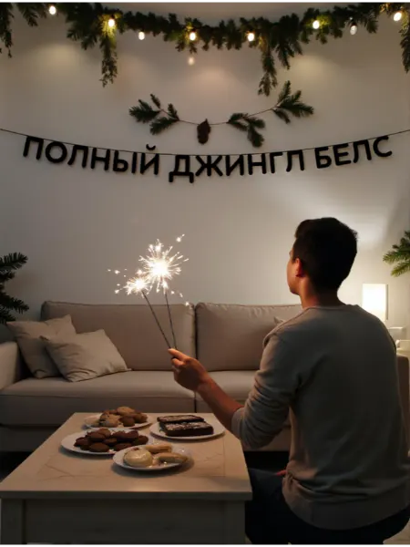 Новогодняя гирлянда растяжка деревянная