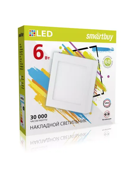 SmartBuy Накладной светильник Square SDL 6w 6500K IP40
