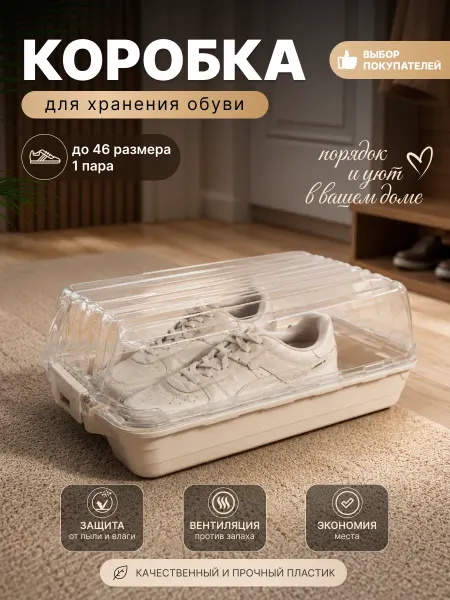 DDSTYLE Коробка для хранения обуви пластиковая прозрачная