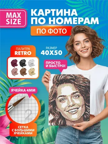 Картина по номерам (большие ячейки) PHOTOSNAKE MAXSIZE Retro 40х50