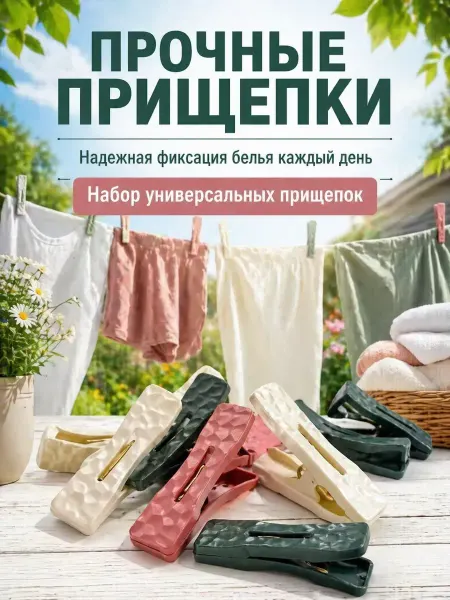 Исаб Прищепки бельевые пластиковые прочные набор цветные