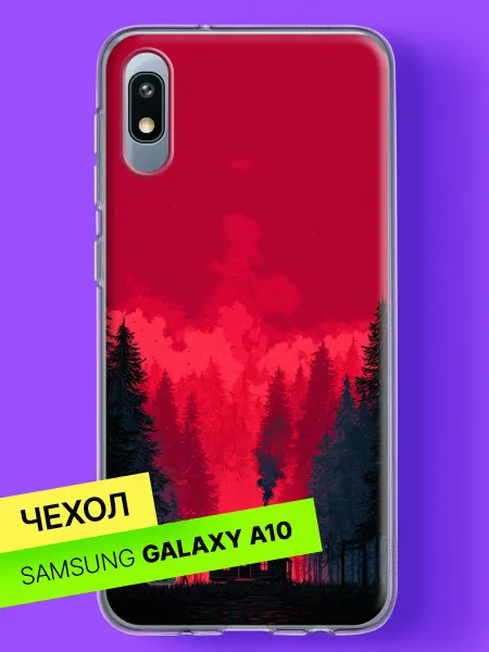Samsung Чехол на A10 с принтом Домик в красном лесу