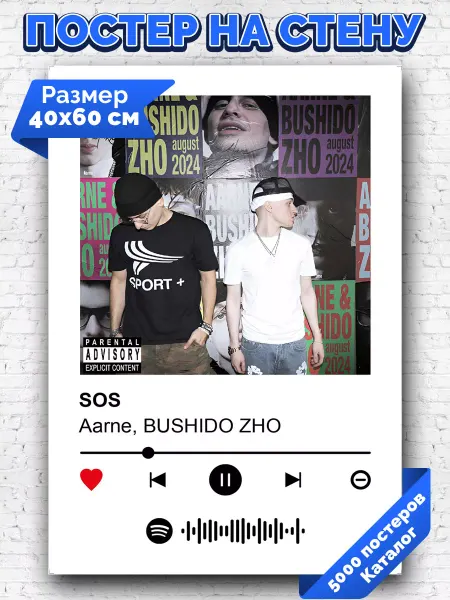 Arthata-spotify постер Спотифай постер Спотифай плакат Aarne BUSHIDO ZHO - SOS 40х60