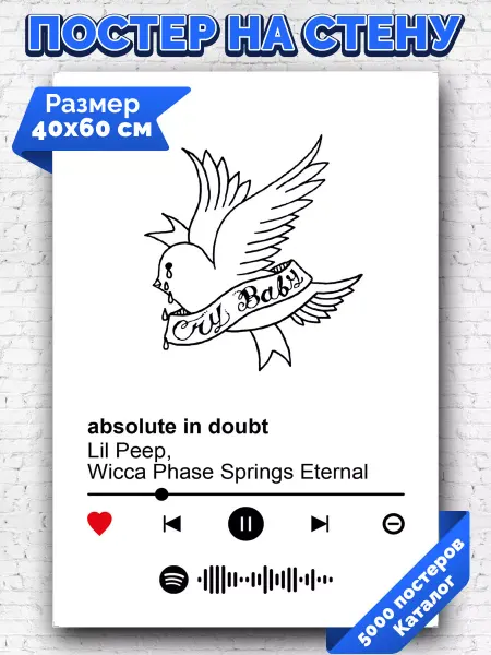 Arthata-spotify постер Спотифай постер Спотифай постер lil peep - absolute in doubt 40х60