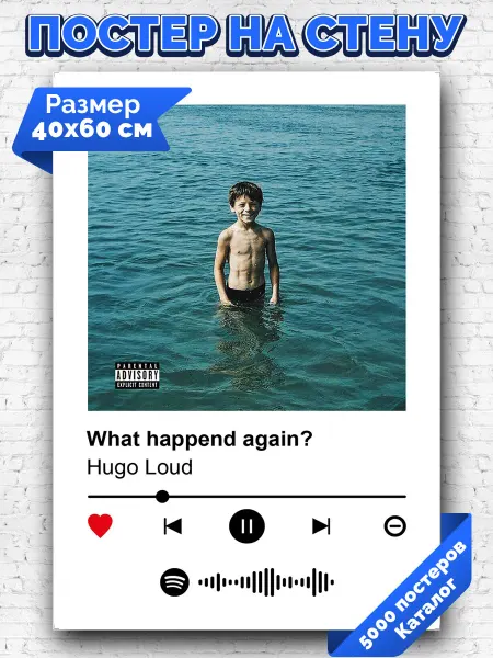 Arthata-spotify постер Спотифай постер Спотифай плакат Hugo Loud - What happend again 40х60