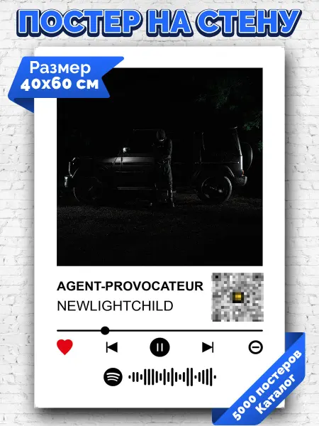 Arthata-spotify постер Спотифай постер Плакат на стену NEWLIGHTCHILD - AGENT-PROVOCATEUR 40х60