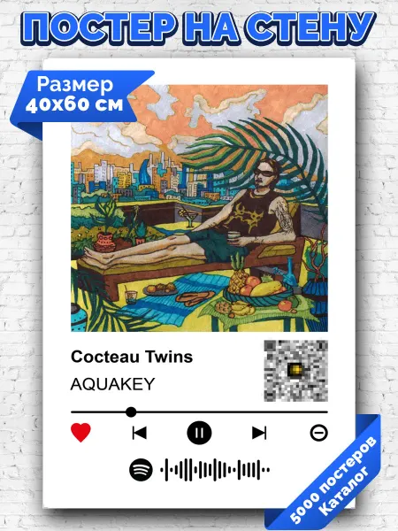 Arthata-spotify постер Спотифай постер Плакат на стену AQUAKEY - Cocteau Twins 40х60