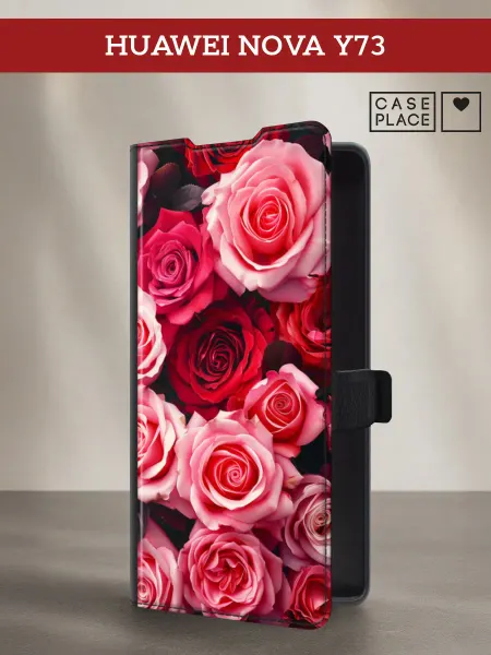 Case Place Чехол-книжка на Huawei Nova Y73 с розами