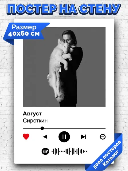 Arthata-spotify постер Спотифай постер Спотифай постер Сироткин - Август 40х60