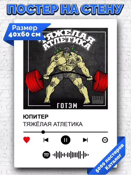 Arthata-spotify постер Спотифай постер Плакат на стену ТЯЖЕЛАЯ АТЛЕТИКА - ЮПИТЕР 40х60